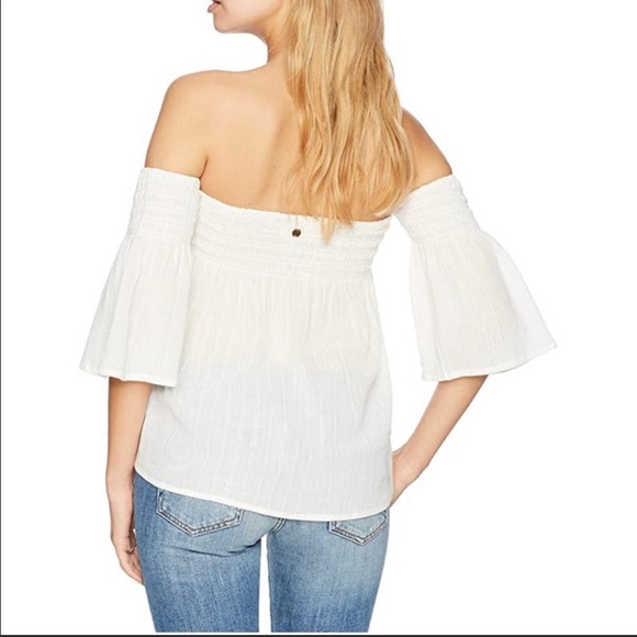 BILLABONG free flows too off the shoulder with stripes ruched S/P - Picture 7 of 8